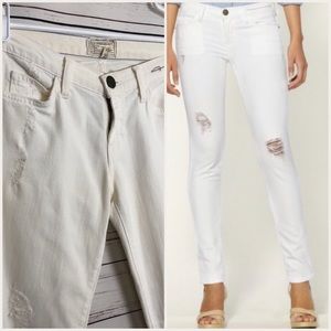 Current Elliott Jeans White Ankle Skinny Destroy
